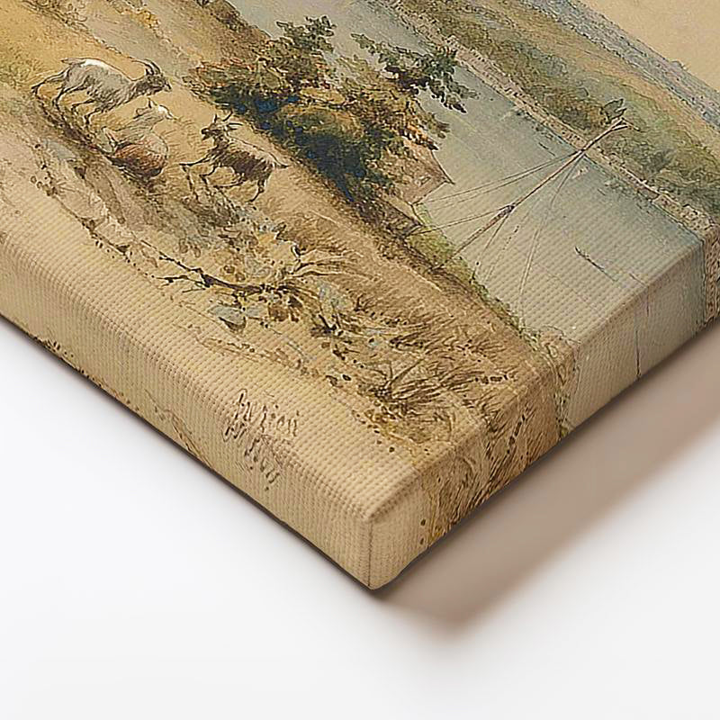 Yatay Kanvas Tablo Boğaz Kıyısı Kır Yolu Osmanlı Tablosu Ev Ofis Duvar Dekoru