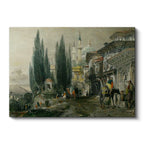 Yatay Kanvas Tablo Tarihi Sokak Çeşmesi Kervan Osmanlı Tablosu Ev Ofis Duvar Dekoru