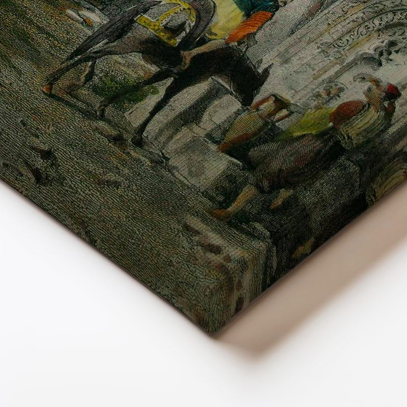 Yatay Kanvas Tablo Tarihi Sokak Çeşmesi Kervan Osmanlı Tablosu Ev Ofis Duvar Dekoru