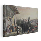 Yatay Kanvas Tablo İstanbul Silueti Seyir Terası Osmanlı Tablosu Ev Ofis Duvar Dekoru