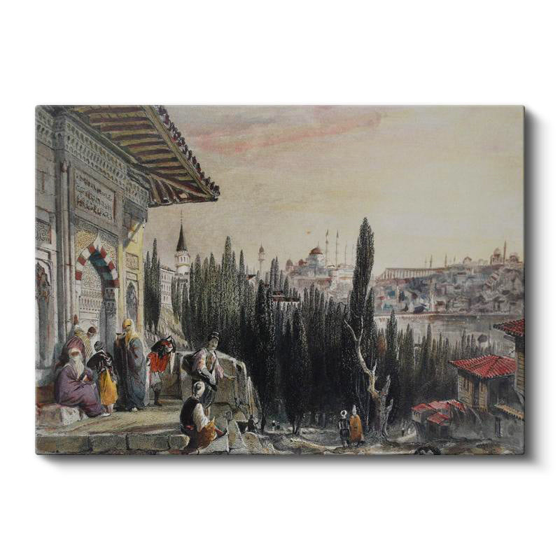 Yatay Kanvas Tablo İstanbul Silueti Seyir Terası Osmanlı Tablosu Ev Ofis Duvar Dekoru