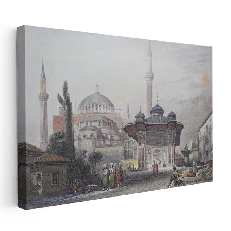 Yatay Kanvas Tablo Sultanahmet Meydan Çeşmesi Osmanlı Tablosu Ev Ofis Duvar Dekoru