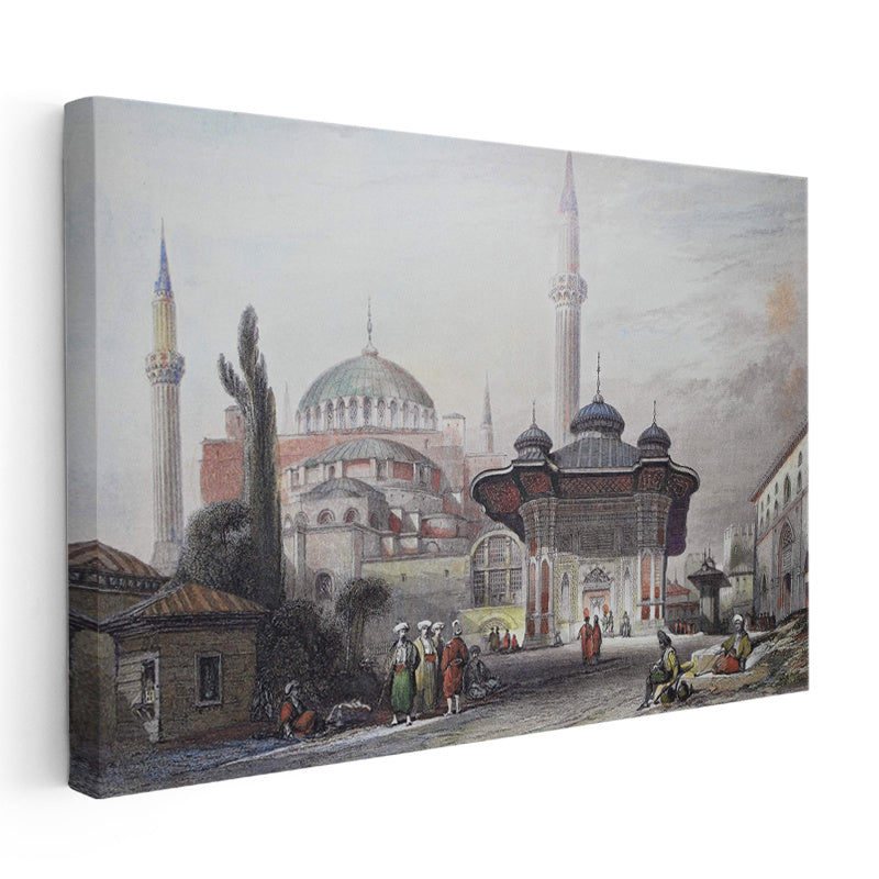 Yatay Kanvas Tablo Sultanahmet Meydan Çeşmesi Osmanlı Tablosu Ev Ofis Duvar Dekoru