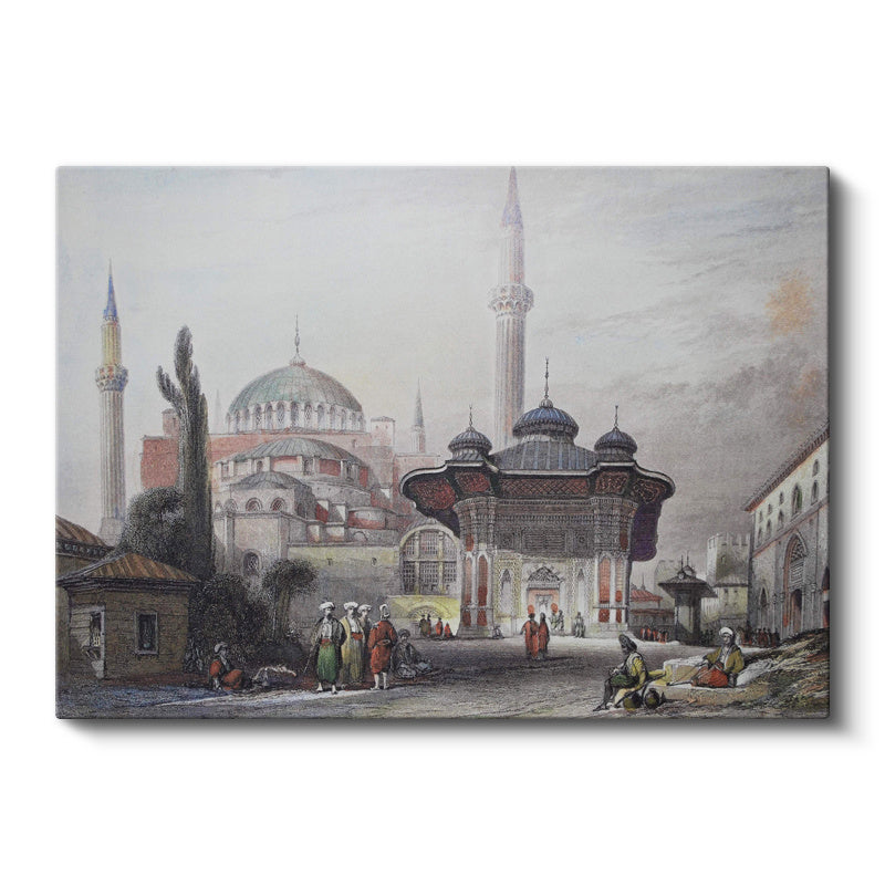 Yatay Kanvas Tablo Sultanahmet Meydan Çeşmesi Osmanlı Tablosu Ev Ofis Duvar Dekoru