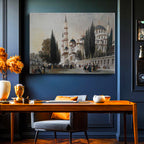 Yatay Kanvas Tablo Sultanahmet Camii Dış Avlu Osmanlı Tablosu Ev Ofis Duvar Dekoru