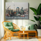 Yatay Kanvas Tablo Tophane Sahil Camii Kayıklar Osmanlı Tablosu Ev Ofis Duvar Dekoru