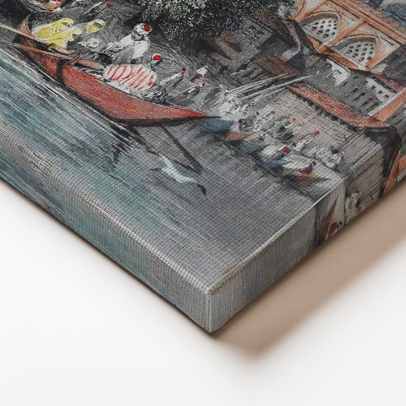 Yatay Kanvas Tablo Tophane Sahil Camii Kayıklar Osmanlı Tablosu Ev Ofis Duvar Dekoru