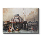 Yatay Kanvas Tablo Yeni Cami Liman Manzarası Osmanlı Tablosu Ev Ofis Duvar Dekoru