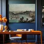 Yatay Kanvas Tablo Altın Boynuz Haliç Panoraması Osmanlı Tablosu Ev Ofis Duvar Dekoru