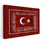 Yatay Kanvas Tablo Ay Yıldız ve Fetih Ayeti Osmanlı Tablosu Ev Ofis Duvar Dekoru