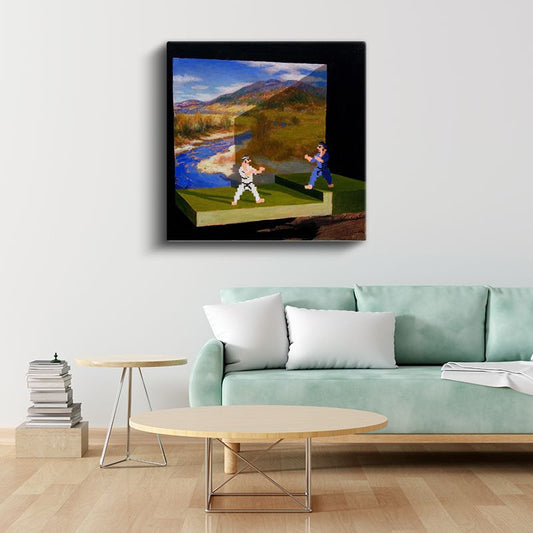 Minecraft - Skull On Fire Piksel Kanvas Tablo