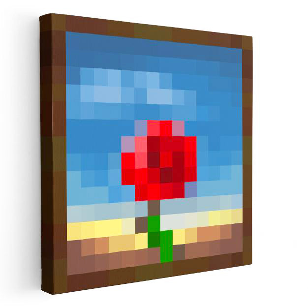 Kare Kanvas Tablo Meditative Piksel Minecraft Tablosu Ev Ofis Salon Duvar Dekoru