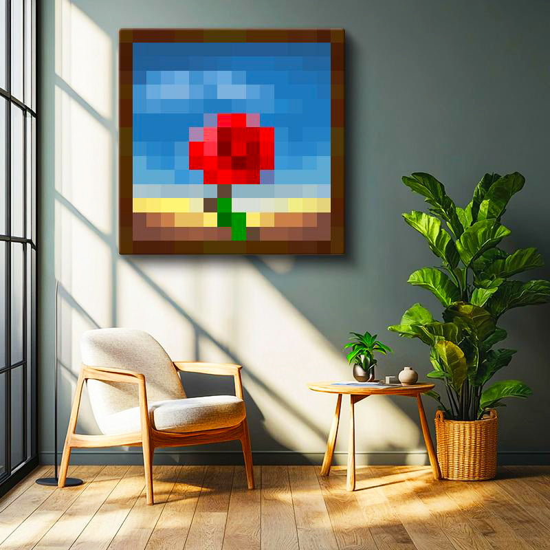 Kare Kanvas Tablo Meditative Piksel Minecraft Tablosu Ev Ofis Salon Duvar Dekoru