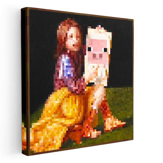 Kare Kanvas Tablo Pigscene Piksel Minecraft Tablosu Ev Ofis Salon Duvar Dekoru