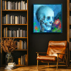 Kare Kanvas Tablo Skull And Roses Piksel Minecraft Tablosu Ev Ofis Salon Duvar Dekoru