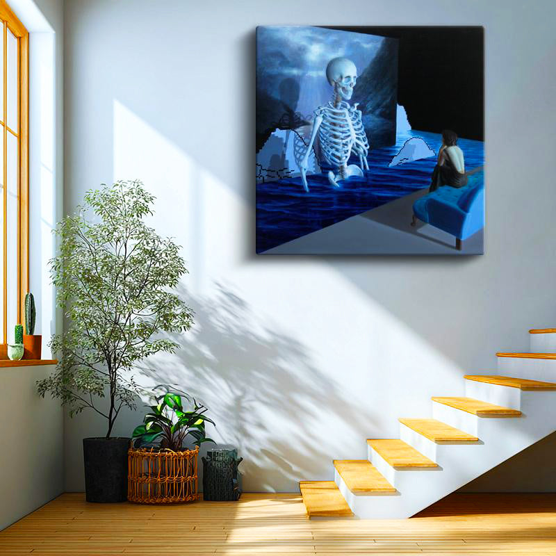 Kare Kanvas Tablo Skull And Roses Minecraft Tablosu Ev Ofis Salon Duvar Dekoru