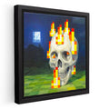 Kare Kanvas Tablo Skull On Fire Minecraft Tablosu Ev Ofis Salon Duvar Dekoru