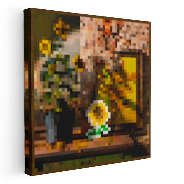 Kare Kanvas Tablo Sunflowers Piksel Minecraft Tablosu Ev Ofis Salon Duvar Dekoru
