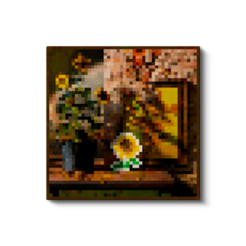 Kare Kanvas Tablo Sunflowers Piksel Minecraft Tablosu Ev Ofis Salon Duvar Dekoru