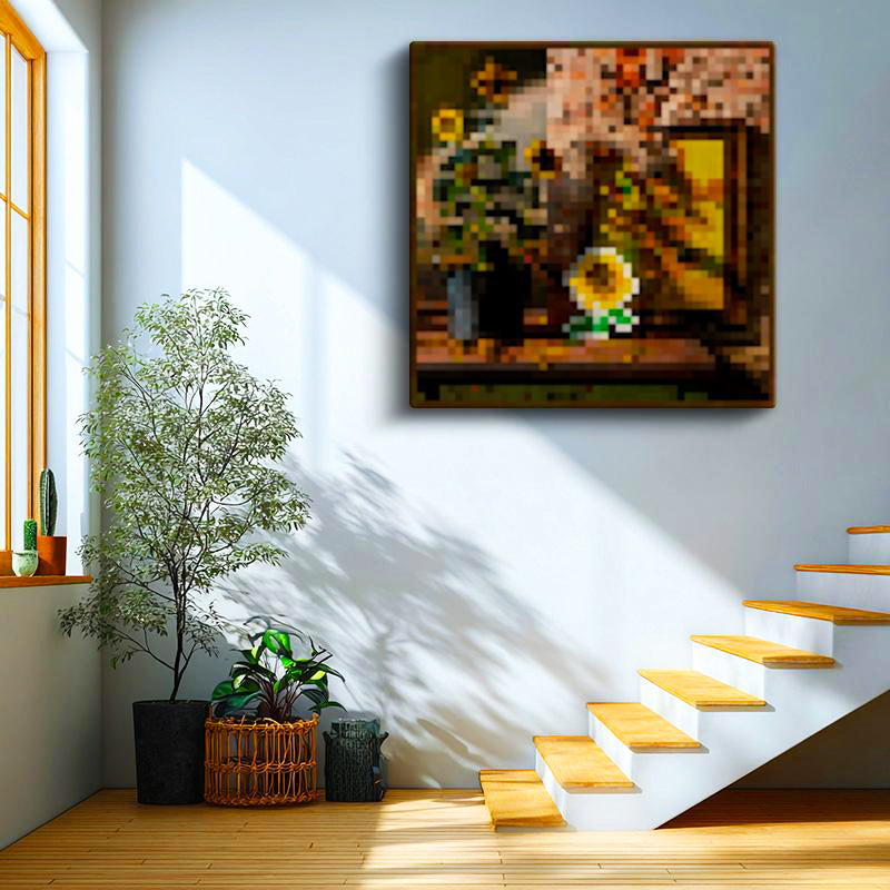 Kare Kanvas Tablo Sunflowers Piksel Minecraft Tablosu Ev Ofis Salon Duvar Dekoru