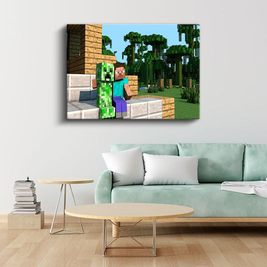 Minecraft - Deniz Kenarında Kamp Kanvas Tablo