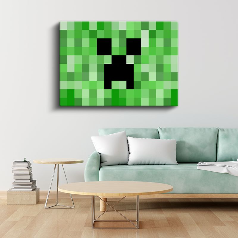 Minecraft - Steve ve Creeper Dostluğu Kanvas Tablo