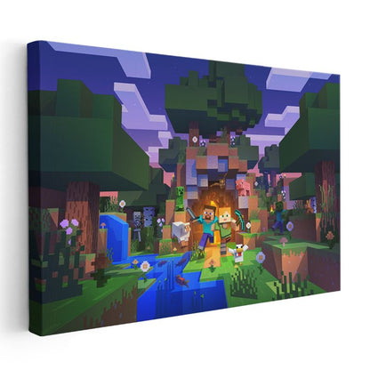 Minecraft - Gece Kampı Kanvas Tablo