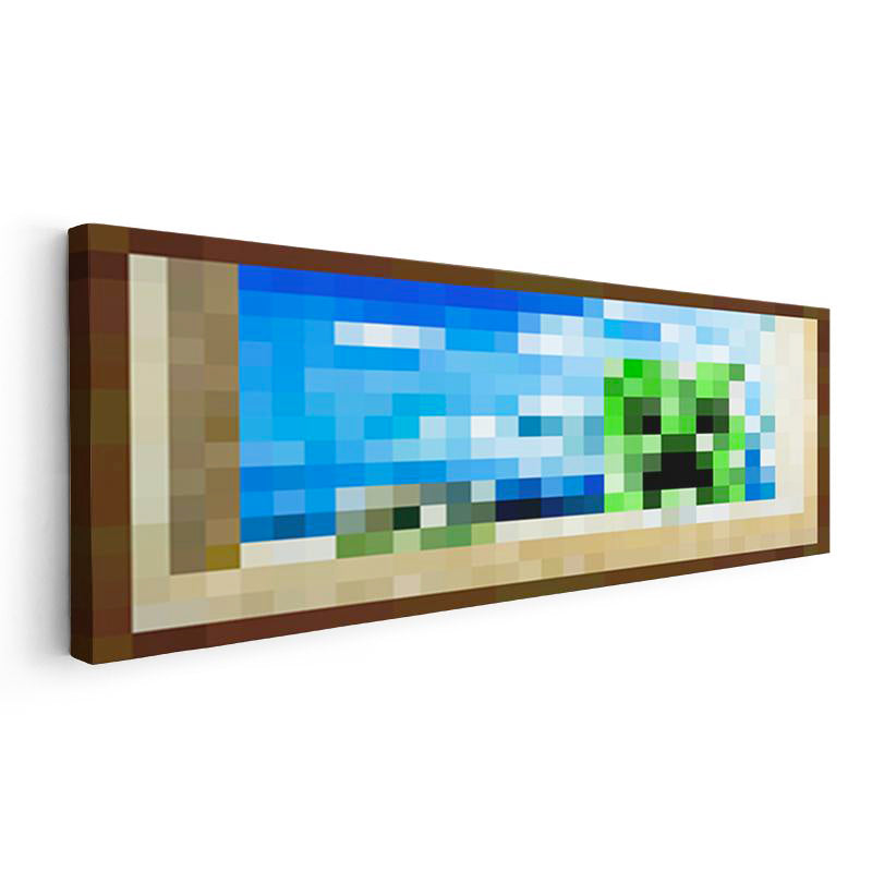 Yatay Panoramik Kanvas Tablo Creebet Piksel Minecraft Tablosu Ev Ofis Salon Duvar Dekoru