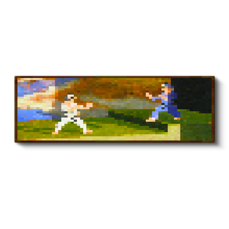 Yatay Panoramik Kanvas Tablo Fighters Piksel Minecraft Tablosu Ev Ofis Salon Duvar Dekoru