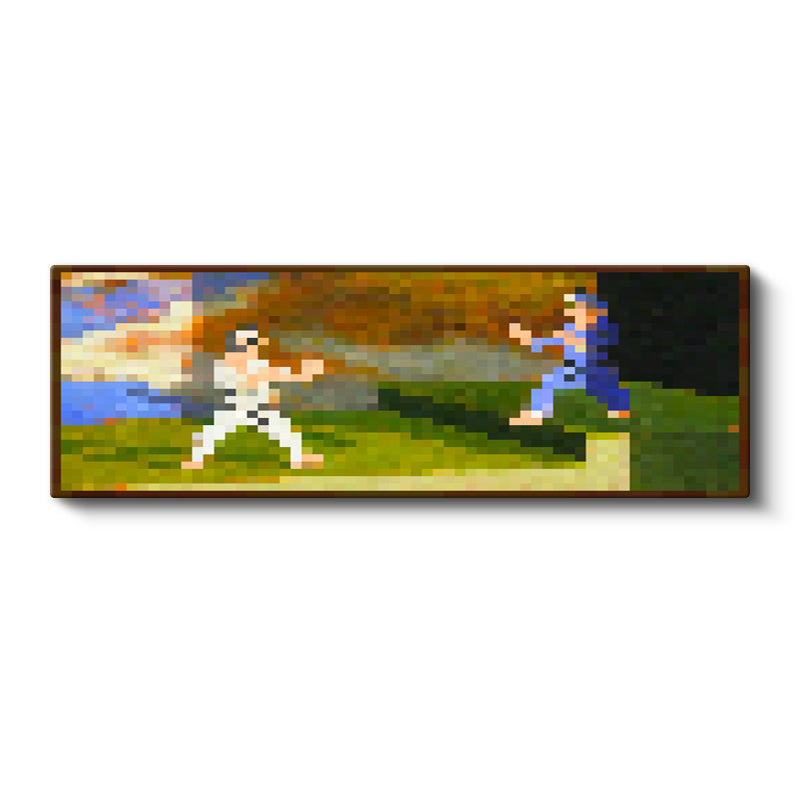 Yatay Panoramik Kanvas Tablo Fighters Piksel Minecraft Tablosu Ev Ofis Salon Duvar Dekoru