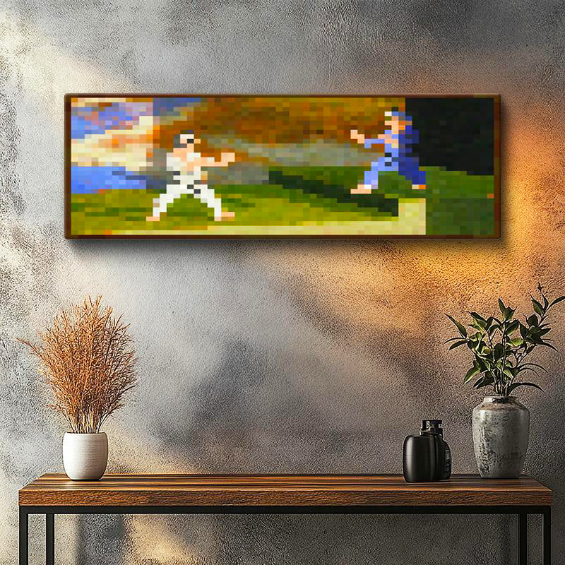 Yatay Panoramik Kanvas Tablo Fighters Piksel Minecraft Tablosu Ev Ofis Salon Duvar Dekoru