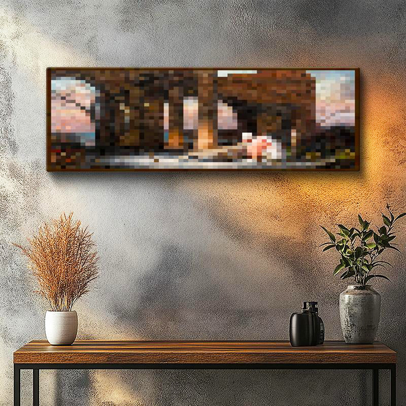 Yatay Panoramik Kanvas Tablo Finding Piksel Minecraft Tablosu Ev Ofis Salon Duvar Dekoru