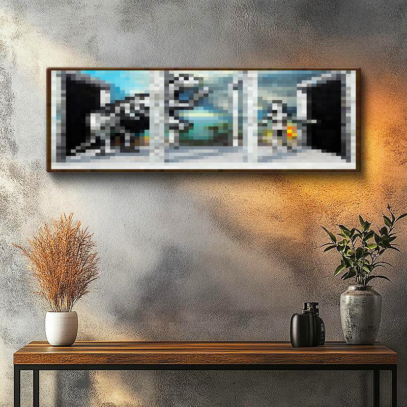 Yatay Panoramik Kanvas Tablo Passage Piksel Minecraft Tablosu Ev Ofis Salon Duvar Dekoru