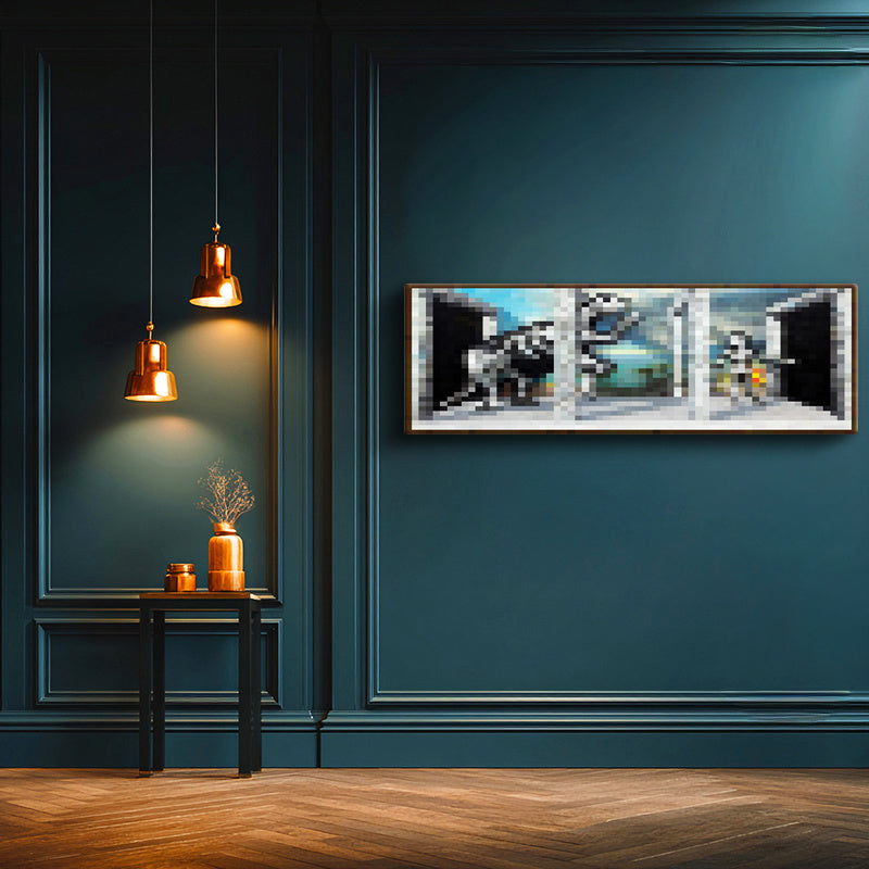 Yatay Panoramik Kanvas Tablo Passage Piksel Minecraft Tablosu Ev Ofis Salon Duvar Dekoru