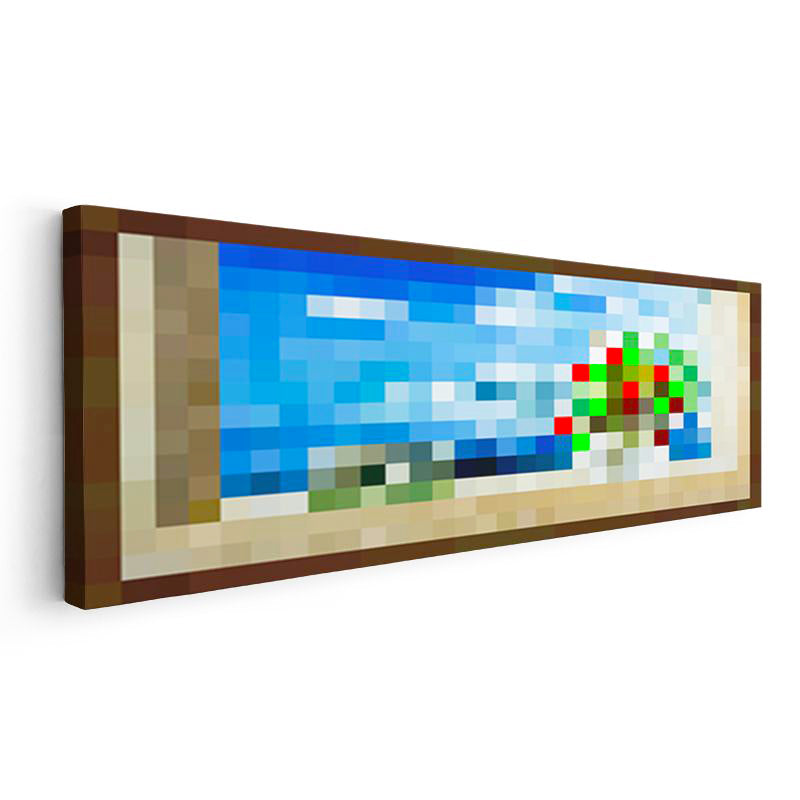 Yatay Panoramik Kanvas Tablo Seaside Piksel Minecraft Tablosu Ev Ofis Salon Duvar Dekoru