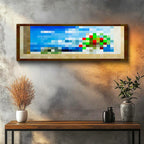 Yatay Panoramik Kanvas Tablo Seaside Piksel Minecraft Tablosu Ev Ofis Salon Duvar Dekoru