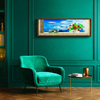 Yatay Panoramik Kanvas Tablo Seaside Piksel Minecraft Tablosu Ev Ofis Salon Duvar Dekoru