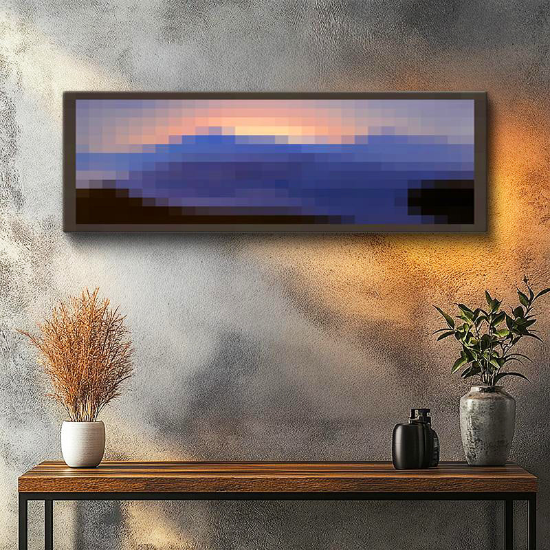 Yatay Panoramik Kanvas Tablo Sunset Dense Piksel Minecraft Tablosu Ev Ofis Salon Duvar Dekoru