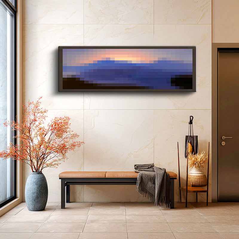 Yatay Panoramik Kanvas Tablo Sunset Dense Piksel Minecraft Tablosu Ev Ofis Salon Duvar Dekoru