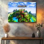 Yatay Kanvas Tablo Macera Ekibi Tepe Üzerinde Minecraft Tablosu Ev Ofis Salon Duvar Dekoru