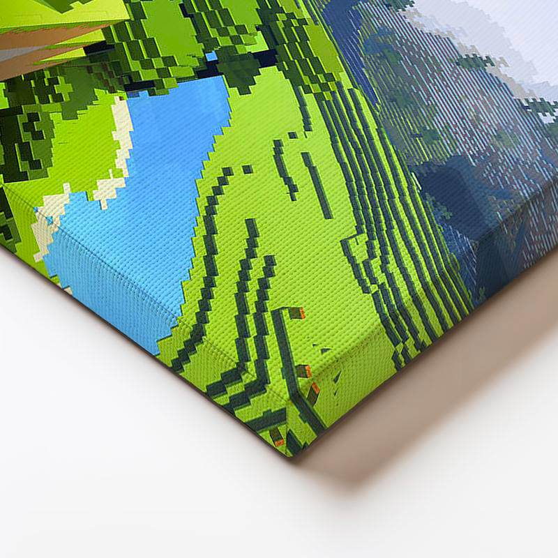 Yatay Kanvas Tablo Macera Ekibi Tepe Üzerinde Minecraft Tablosu Ev Ofis Salon Duvar Dekoru