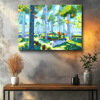 Yatay Kanvas Tablo Orman Biyomunda Keşif Minecraft Tablosu Ev Ofis Salon Duvar Dekoru