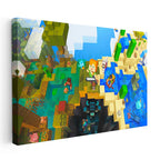 Yatay Kanvas Tablo Çoklu Biyom Maceraları Minecraft Tablosu Ev Ofis Salon Duvar Dekoru