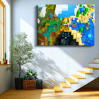 Yatay Kanvas Tablo Çoklu Biyom Maceraları Minecraft Tablosu Ev Ofis Salon Duvar Dekoru