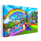 Yatay Kanvas Tablo Gökkuşağı Festivali Minecraft Tablosu Ev Ofis Salon Duvar Dekoru
