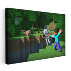 Yatay Kanvas Tablo İskelet Avı Minecraft Tablosu Ev Ofis Salon Duvar Dekoru