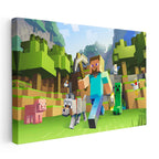 Yatay Kanvas Tablo Vahşi Doğada Yaşam Minecraft Tablosu Ev Ofis Salon Duvar Dekoru