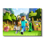 Yatay Kanvas Tablo Vahşi Doğada Yaşam Minecraft Tablosu Ev Ofis Salon Duvar Dekoru