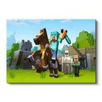 Yatay Kanvas Tablo Atlı Macera Minecraft Tablosu Ev Ofis Salon Duvar Dekoru