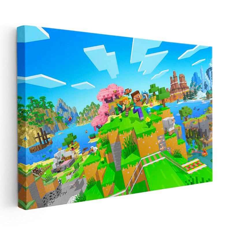 Yatay Kanvas Tablo Agalarla Keşif Minecraft Tablosu Ev Ofis Salon Duvar Dekoru